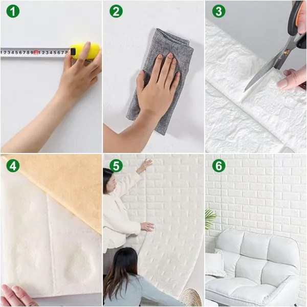 3d Wall Stickers Faux Brick White Brick | Home Decor Waterproof Self Adhesive Wallpaper - Image 2
