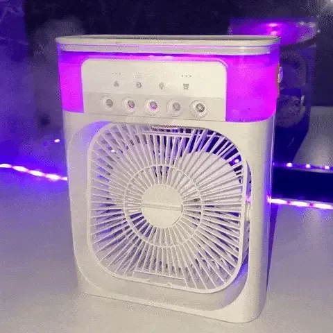 Electric Mini Air Cooler Fan | Portable Mist Fan & Humidifier | LED Light Cooling Fan for Home, Office & Travel Use - Image 5