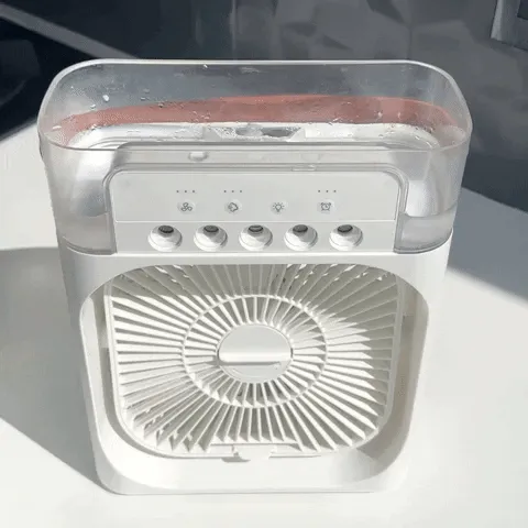 Electric Mini Air Cooler Fan | Portable Mist Fan & Humidifier | LED Light Cooling Fan for Home, Office & Travel Use - Image 7