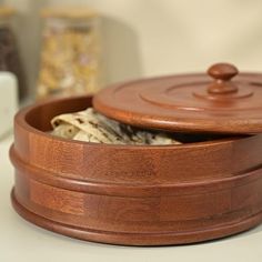 Handcrafted Wooden Hot Pot with Brass Work | Roti/Chapati Warmer | Premium Sheesham Wood Roti Hot Pot | 12-Inch Wooden Roti Hot Pot with Brass Work - Image 2