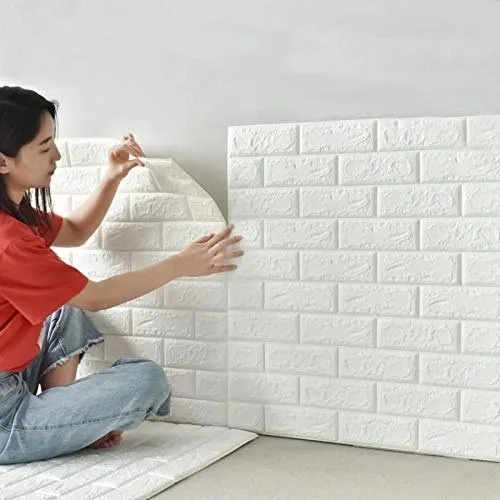 3d Wall Stickers Faux Brick White Brick | Home Decor Waterproof Self Adhesive Wallpaper - Image 5