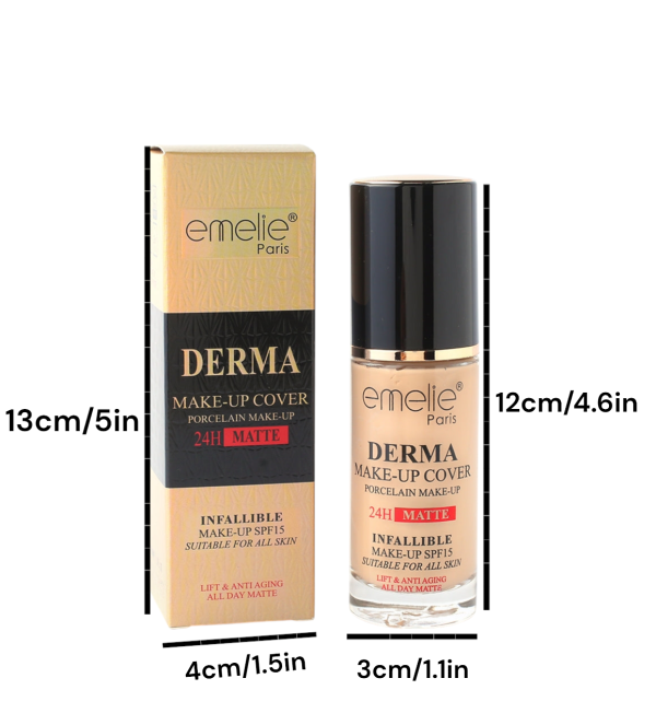 Emelie Derma Make Up Cover Foundation - Smooths and Evens Out Skin Tone - Prolongs Makeup Wear - Image 3