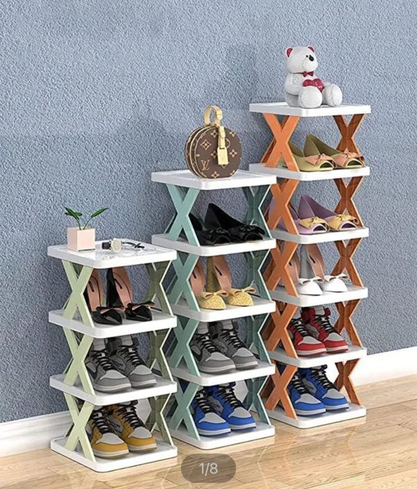 new-arrival-stackable-shoe-rack-multi-layer-storage-shoes-shelf-box-plastic-space-saving-cabinet-shoes-organizer-for-entry5-layer-random-color – 1