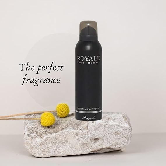 Rasasi Royale Black Deodorant Body Spray for Men – 200ML (Original) | Long Lasting, Elegant & Masculine Fragrance