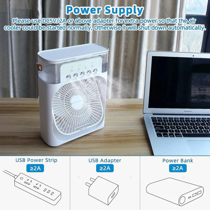 Portable 10-Inch Air Conditioner Fan – Mini Air Cooler with Powerful Cooling, Quiet Operation & Compact Design for Home, Office & Travel - Image 6