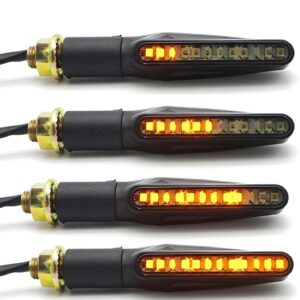 Pack of 2 Pairs (4 Pcs) Audi Flow Style LED Motorcycle Turn Signals – Amber Indicator Lights