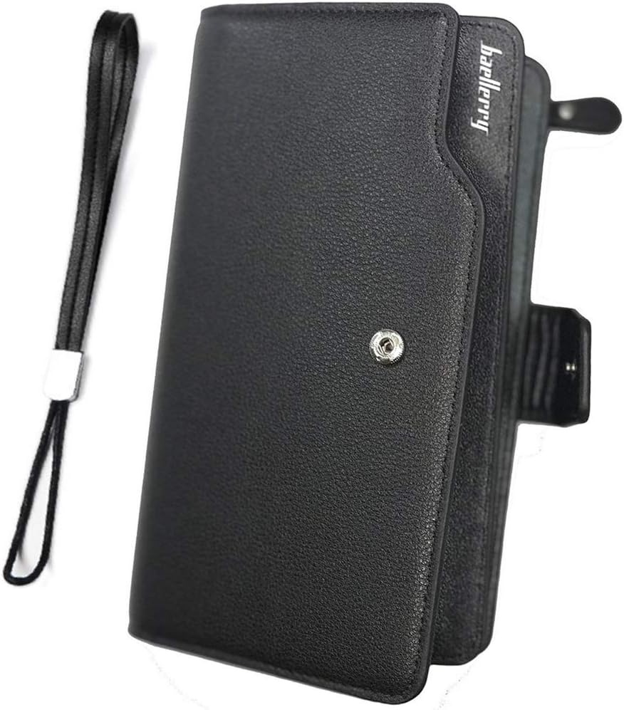 Baellerry Men’s Leather Wallet – Large Capacity Long Wallet with 23 Card Slots, Coin Pocket & Handle | Luxury Zip Around Design – Black