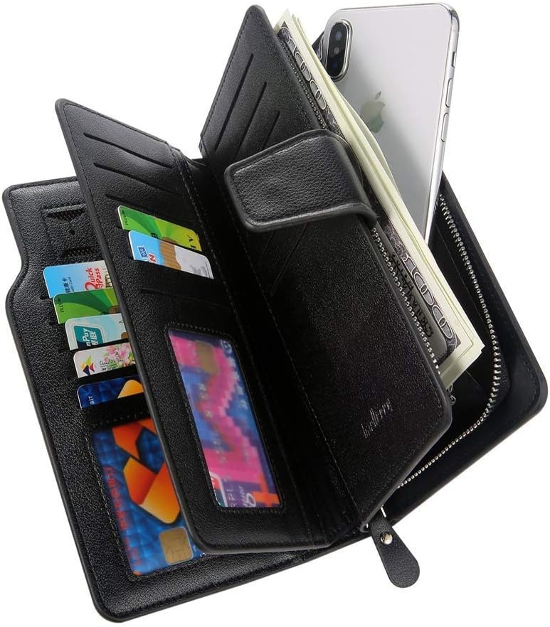Baellerry Men’s Leather Wallet – Large Capacity Long Wallet with 23 Card Slots, Coin Pocket & Handle | Luxury Zip Around Design – Black - Image 8