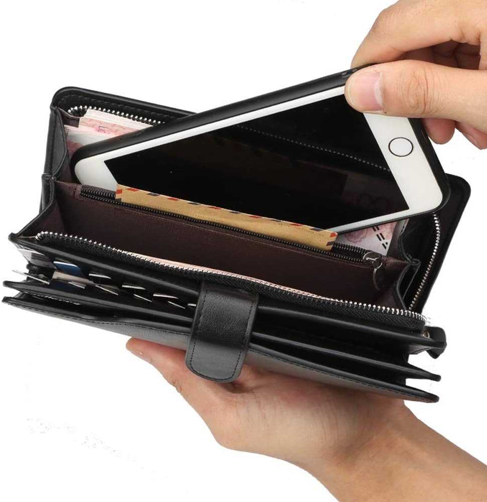 Baellerry Men’s Leather Wallet – Large Capacity Long Wallet with 23 Card Slots, Coin Pocket & Handle | Luxury Zip Around Design – Black - Image 3