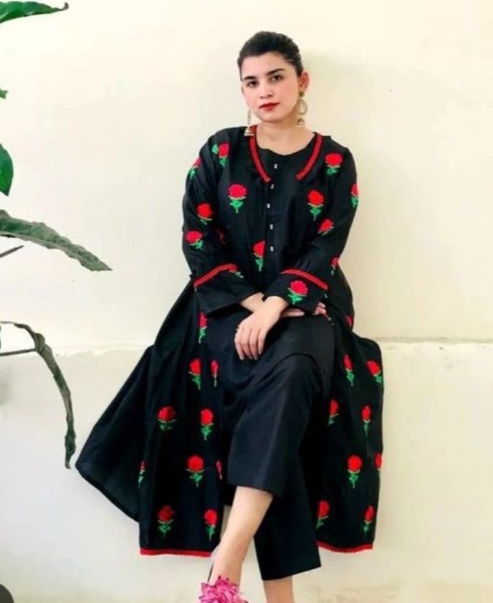 Silk Fancy Gown 3PC for Women | Elegant Party Wear Dress | Premium Embroidered Gown, Trouser & Dupatta Set