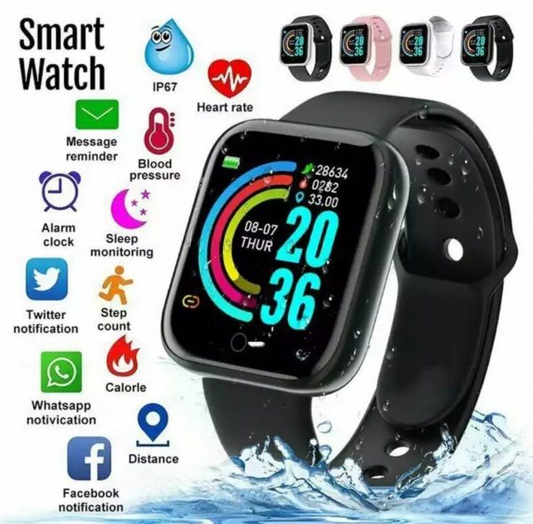 D20 Ultra Smart Watch | Heart Rate, Blood Pressure & Oxygen Monitor | Fitness Tracker Smart Bracelet | Waterproof Sports Watch (Random Color) - Image 3