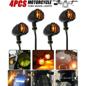(Pack of 4) Grill Style Yellow LED Indicators for Motorcycles | Universal Fit Bike Turn Signal Lights | Durable & Waterproof