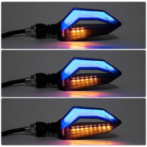 2Pcs Motorcycle LED Turn Signal Indicators with Parking DRL Light – Fancy Dual Function Indicators for All Bikes, CG125 & 70cc