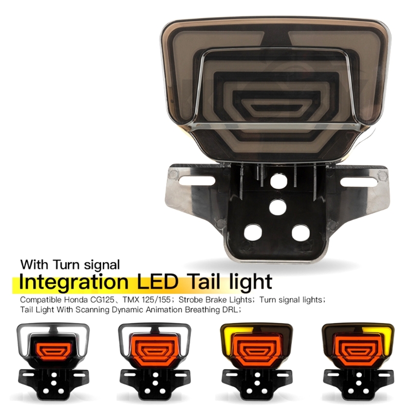Motorcycle Fancy LED Tail Light | Dynamic Scanning Brake & Turn Signal Light with Breathing DRL | For 70cc & 125cc Bikes - Image 7