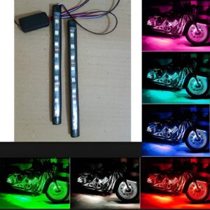 2Pcs RGB 17cm Flexible Silicone 9-LED DRL Light Strips – Multicolor SMD Fancy Daytime Lights for Cars & Bikes