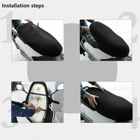 Universal Motorcycle Cool Mesh Seat Cover XXL (10mm) | Breathable Sun & Heat Resistant Cushion Protector | Waterproof Seat Cover for All Bikes - Image 4