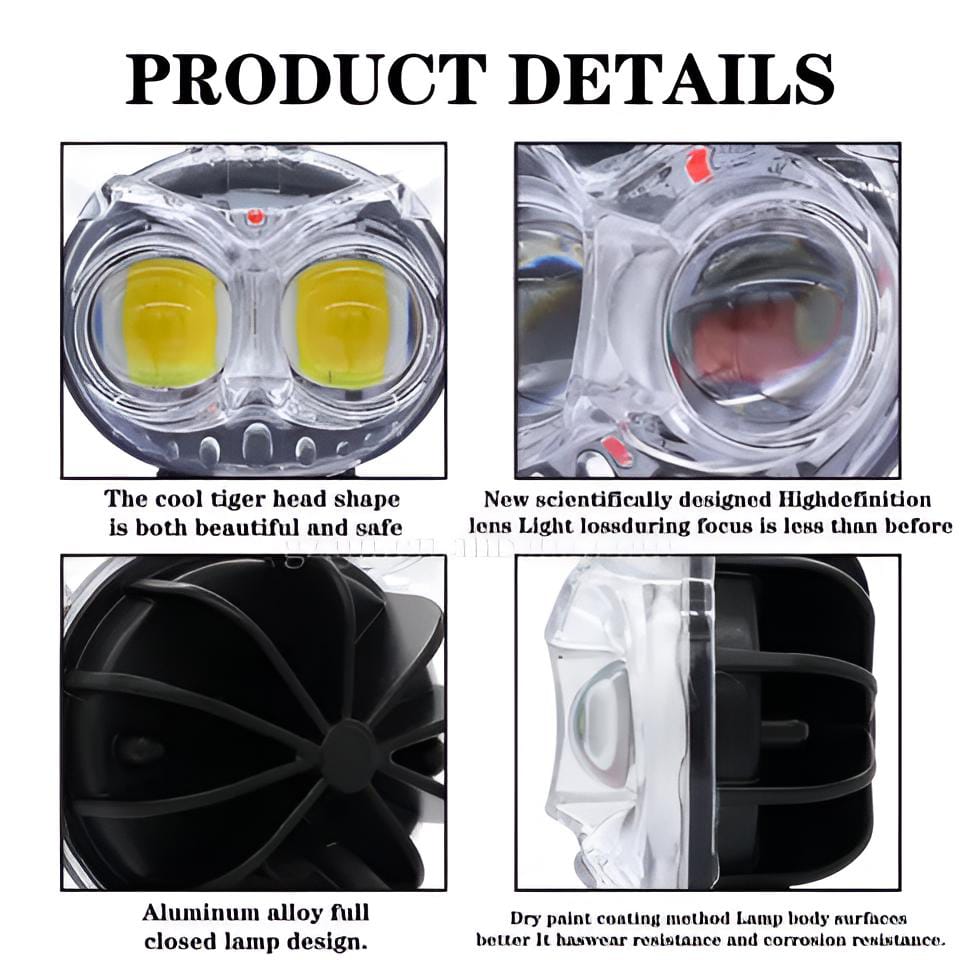 Owl LED Fog Light for Bikes (1Pc) | 8 Working Modes Multicolor DRL | Metal Body Motorcycle Fog Headlight | Universal Fit Auxiliary Spotlight - Image 7