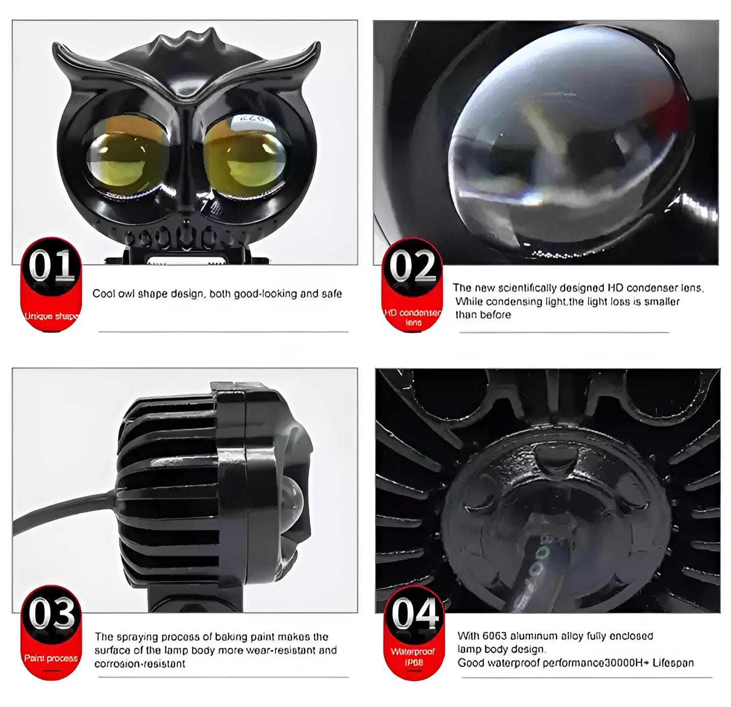 Owl Shape Fog Light 40W | Yellow & White Flash LED Spot Light | Low & High Beam Fog Lamp for Bikes & Cars (9V–60V, Plastic Body) - Image 4