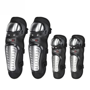 4 Pcs Motorcycle Elbow & Knee Pads for Men | Stainless Steel Off-Road Protective Gear | Anti-Fall Riding Armor for Motorbike & Motocross