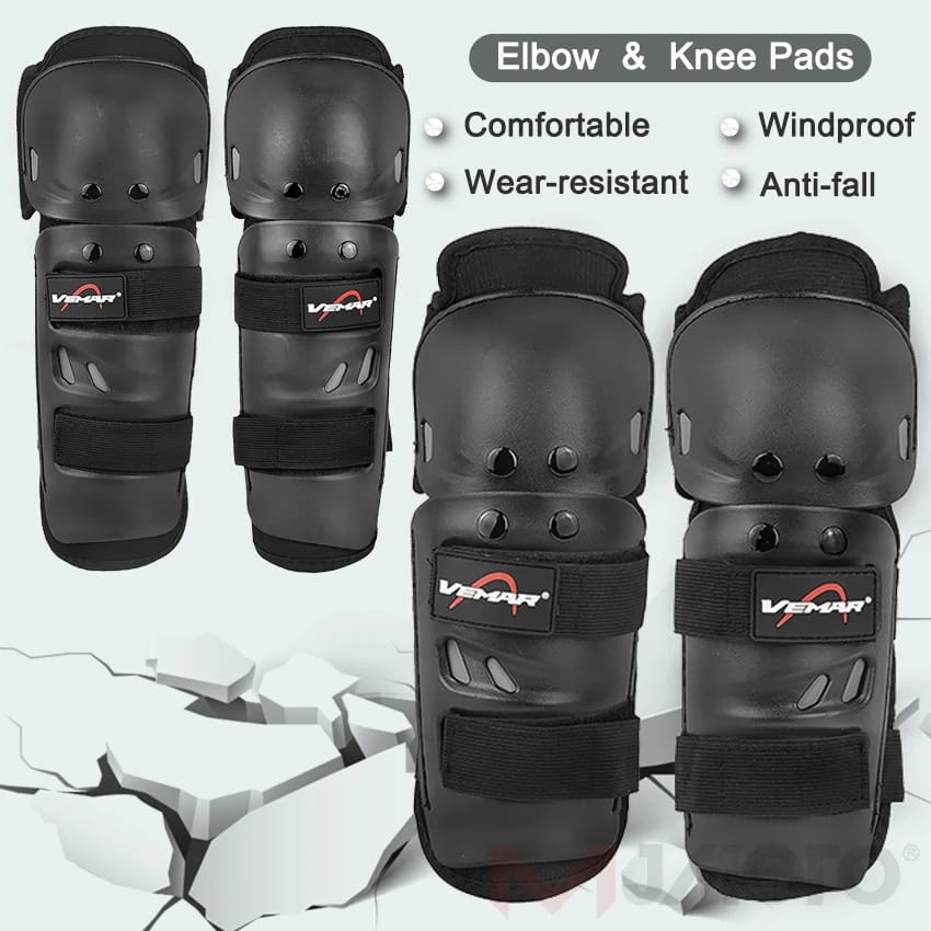 4 Pcs Motorcycle Knee & Elbow Pads Set | Breathable Motocross Protective Gear | Anti-Fall, Windproof & Shockproof Guards for Riders - Image 6