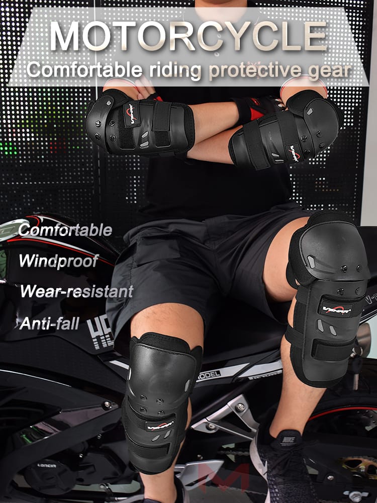4 Pcs Motorcycle Knee & Elbow Pads Set | Breathable Motocross Protective Gear | Anti-Fall, Windproof & Shockproof Guards for Riders - Image 9