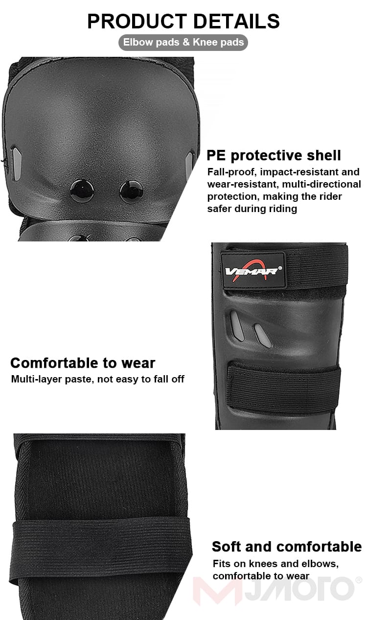 4 Pcs Motorcycle Knee & Elbow Pads Set | Breathable Motocross Protective Gear | Anti-Fall, Windproof & Shockproof Guards for Riders - Image 14