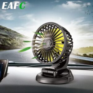 Portable Car Cooling Fan | 360° Rotatable Multi-Angle Fan with USB Cable | 5V USB Powered Fan for Car, Truck, SUV & RV