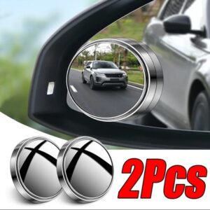 2 Pcs Rotatable Car Blind Spot Mirrors | 360° Adjustable Round Rear View Side Mirrors with Original Glass Lens for All Cars