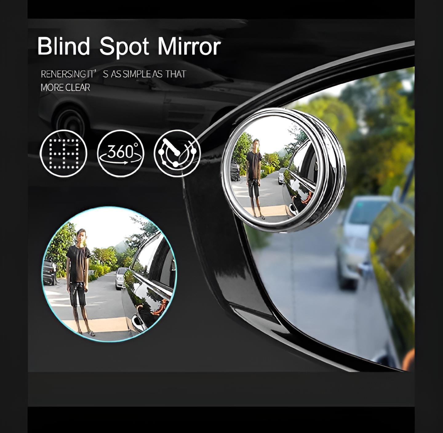 2 Pcs Rotatable Car Blind Spot Mirrors | 360° Adjustable Round Rear View Side Mirrors with Original Glass Lens for All Cars - Image 9