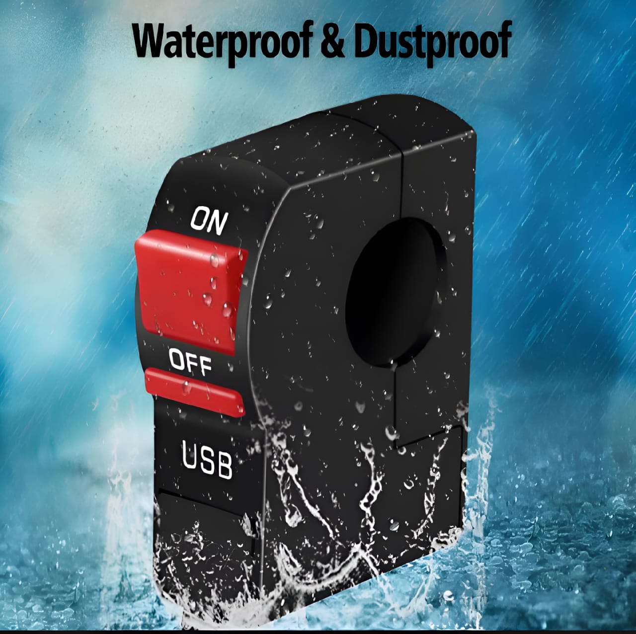 Universal On/Off Switch with USB Port (5V 2A) for Bikes | External Light Switch & Mobile Charging Port – Waterproof Handlebar Mount Switch - Image 2