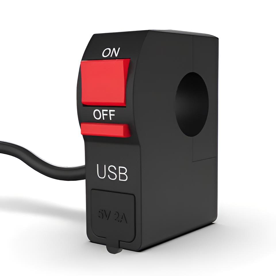 Universal On/Off Switch with USB Port (5V 2A) for Bikes | External Light Switch & Mobile Charging Port – Waterproof Handlebar Mount Switch - Image 3