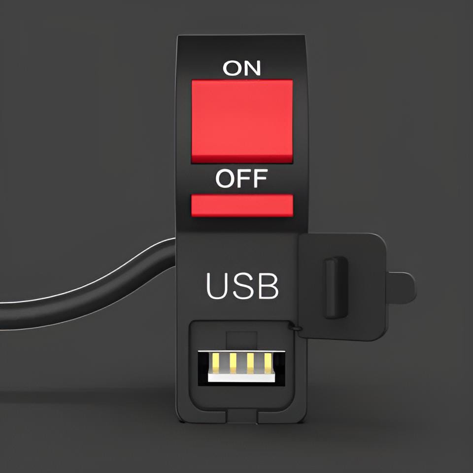 Universal On/Off Switch with USB Port (5V 2A) for Bikes | External Light Switch & Mobile Charging Port – Waterproof Handlebar Mount Switch - Image 4
