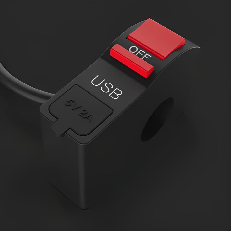 Universal On/Off Switch with USB Port (5V 2A) for Bikes | External Light Switch & Mobile Charging Port – Waterproof Handlebar Mount Switch - Image 5