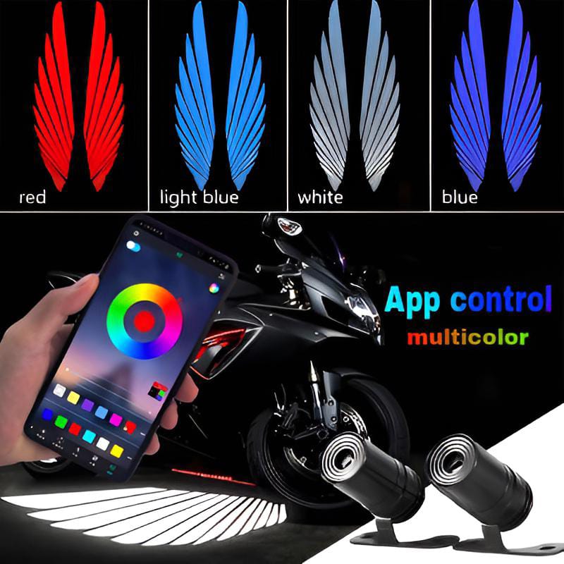 Bluetooth Controlled Angel Wing Multicolor Light | Universal RGB Decorative LED Light for All Bikes & Cars – App Control Neon Effect Light