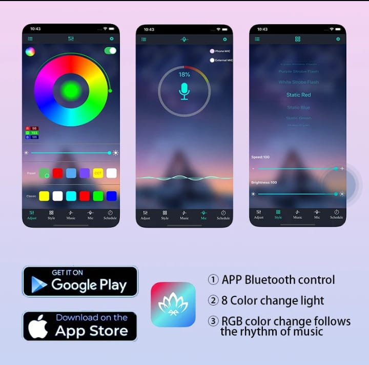 Bluetooth Controlled Angel Wing Multicolor Light | Universal RGB Decorative LED Light for All Bikes & Cars – App Control Neon Effect Light - Image 2