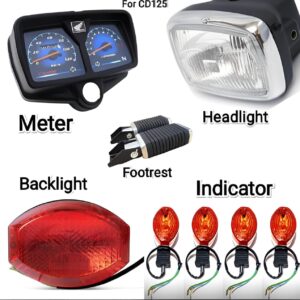 CD125 Bike Complete Parts Set | Meter, Headlight, Backlight, Indicators & Footrest Kit | Full Motorcycle Body Accessories for CD125