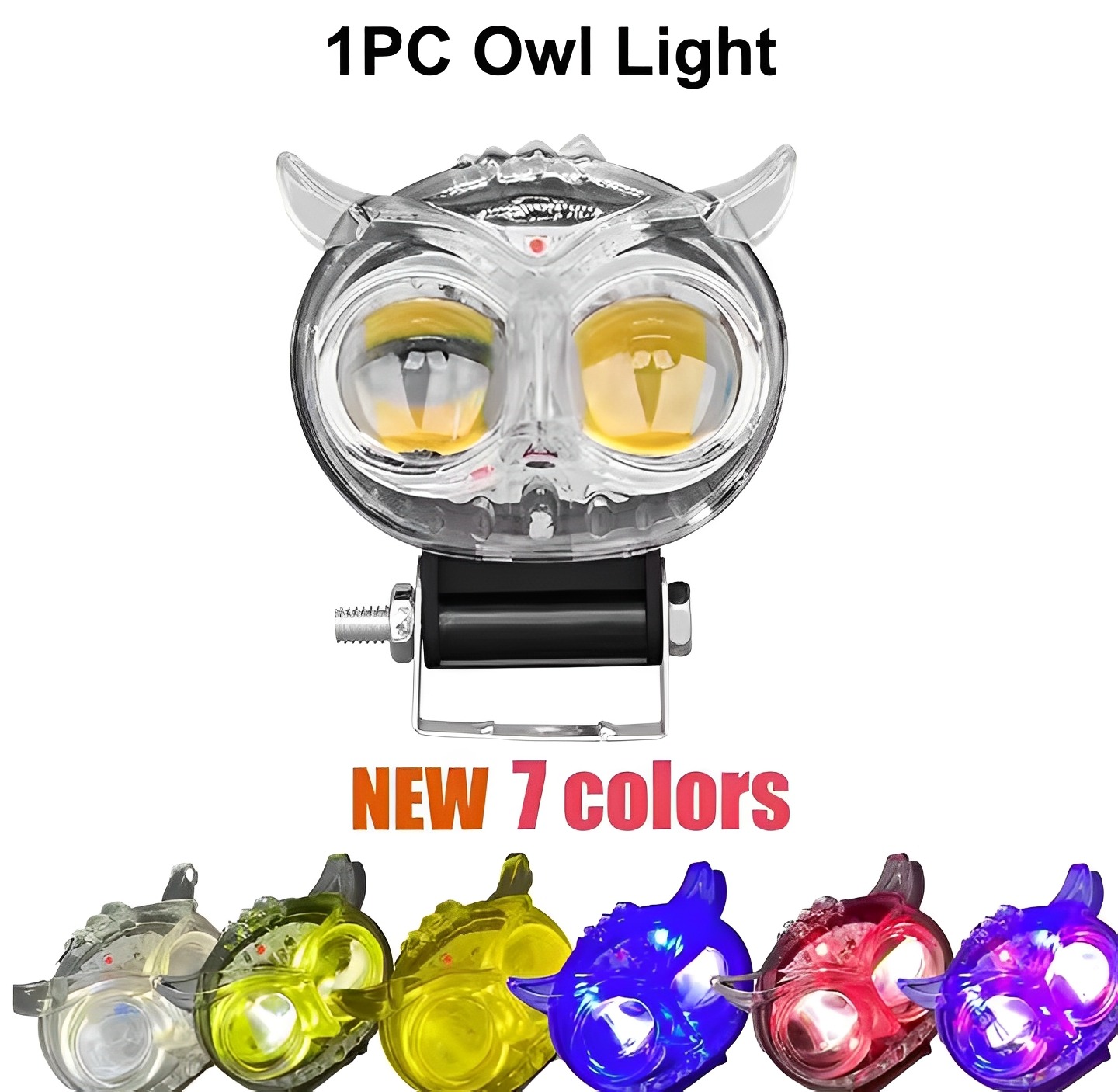 Owl LED Fog Light for Bikes (1Pc) | 8 Working Modes Multicolor DRL | Metal Body Motorcycle Fog Headlight | Universal Fit Auxiliary Spotlight