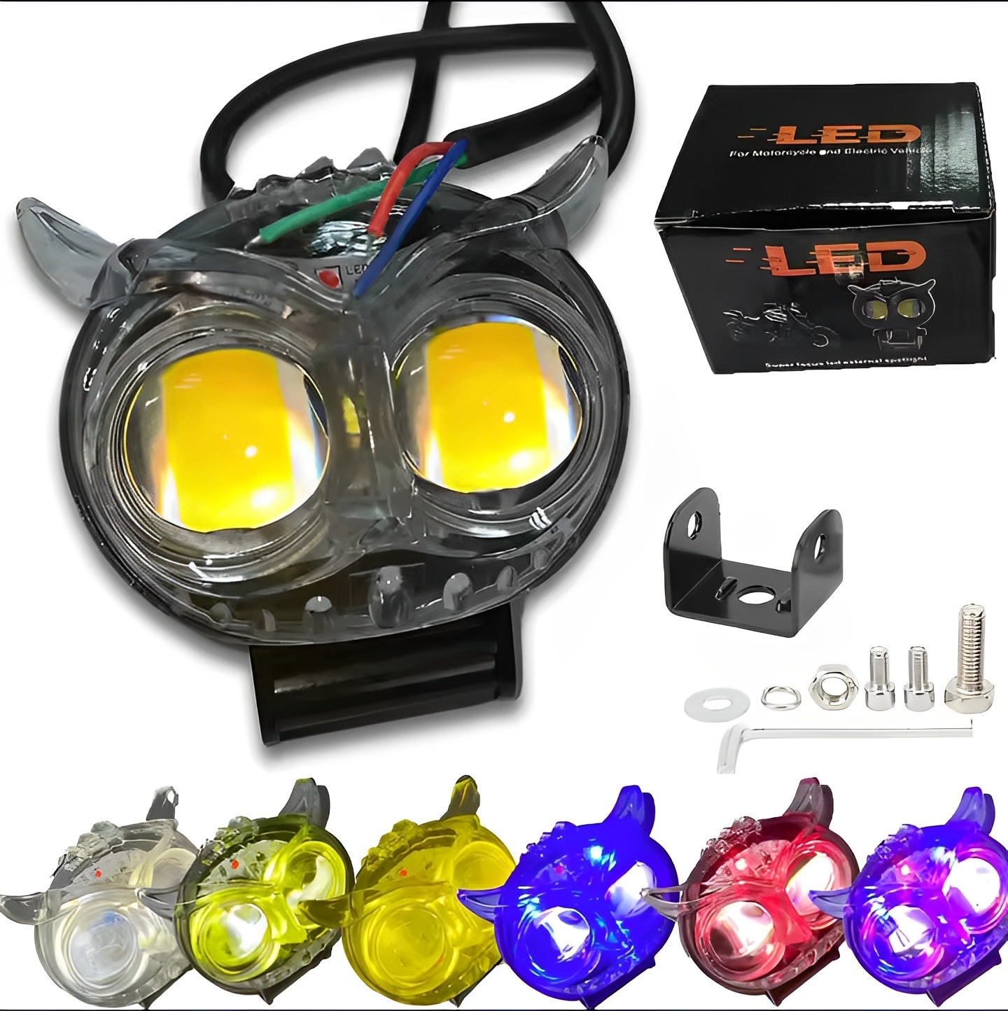 Owl LED Fog Light for Bikes (1Pc) | 8 Working Modes Multicolor DRL | Metal Body Motorcycle Fog Headlight | Universal Fit Auxiliary Spotlight - Image 3