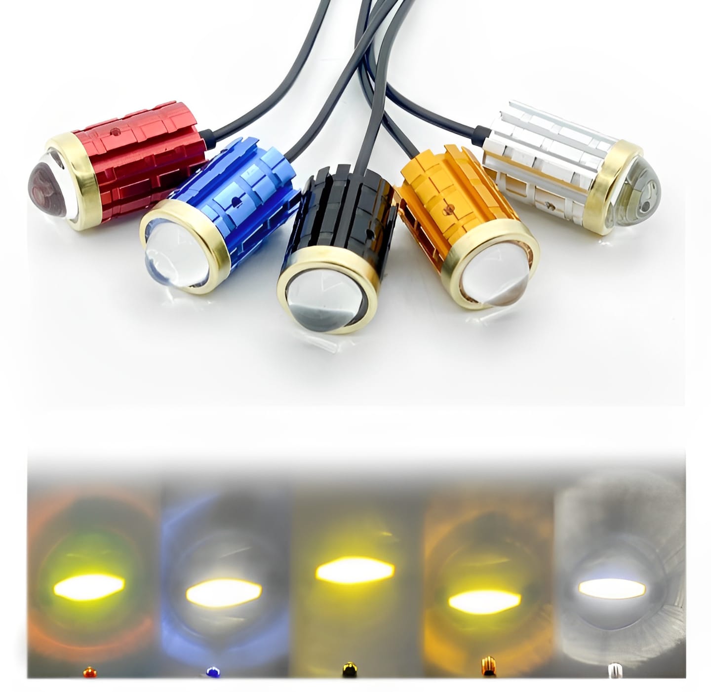 Mini 4-Function Driving Fog Light for All Motorcycles, Cars & Jeeps | White, Yellow, Combo & Flasher Lens Projector | Universal Auxiliary Light (Random Color)