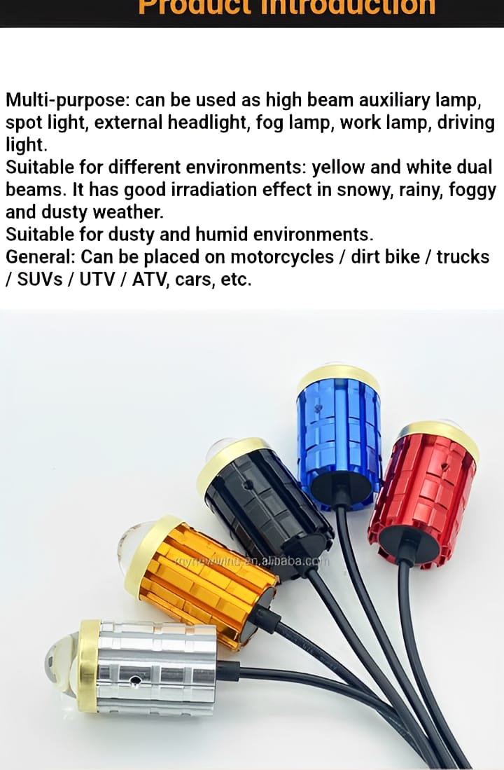 Mini 4-Function Driving Fog Light for All Motorcycles, Cars & Jeeps | White, Yellow, Combo & Flasher Lens Projector | Universal Auxiliary Light (Random Color) - Image 8