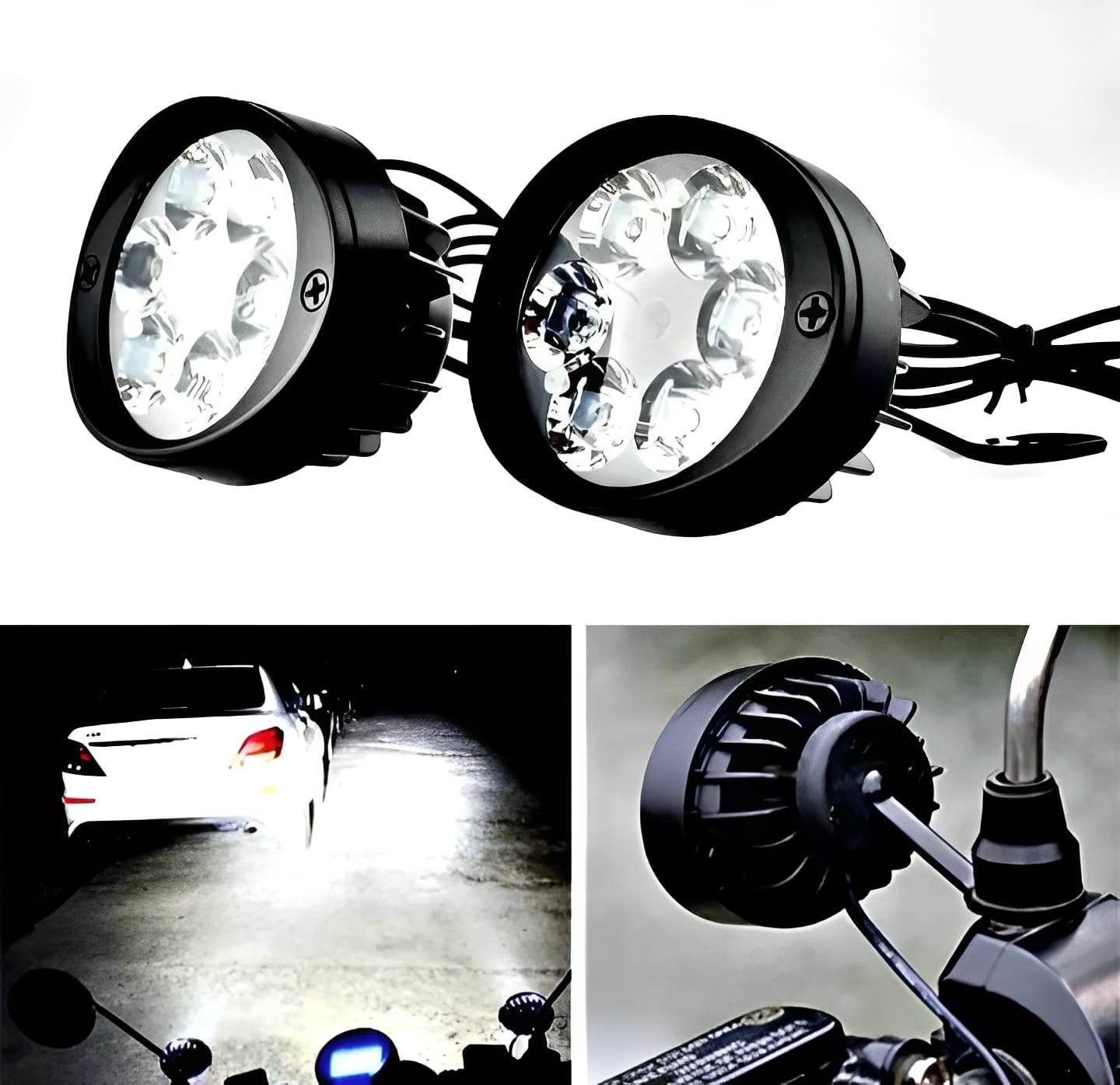 2 LED Headlight + Button Assist Lamp for Motorcycle | Universal Fit for CD70, CG125 & All Bikes - Image 5
