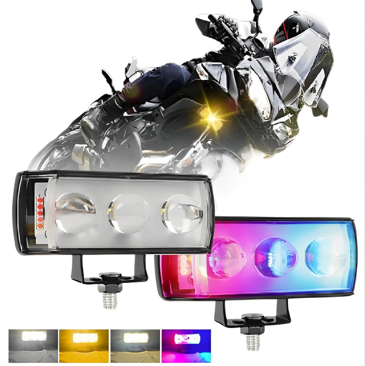 1 Pc Mini LED Driving Fog Light | 4-Color Auxiliary Spotlight for ATV, SUV, UTV | Hi/Low Beam 12-80V Universal