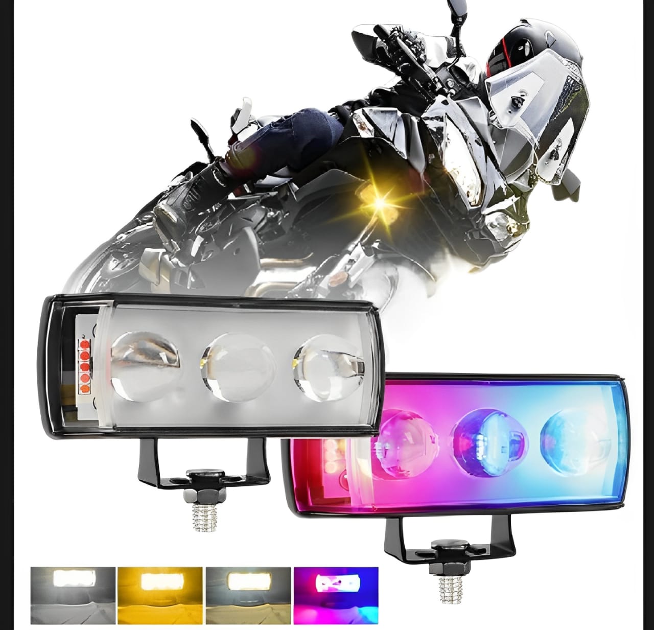 1 Pc Mini LED Driving Fog Light | 4-Color Auxiliary Spotlight for ATV, SUV, UTV | Hi/Low Beam 12-80V Universal - Image 2