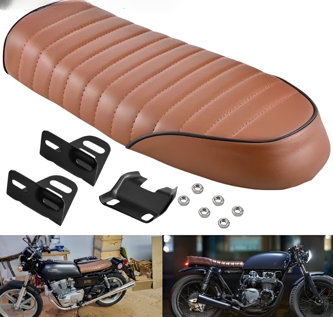 High-Quality Cafe Racer Bike Seat with Complete Fitting | Universal Fit for CD70, 125cc & All Compatible Bikes