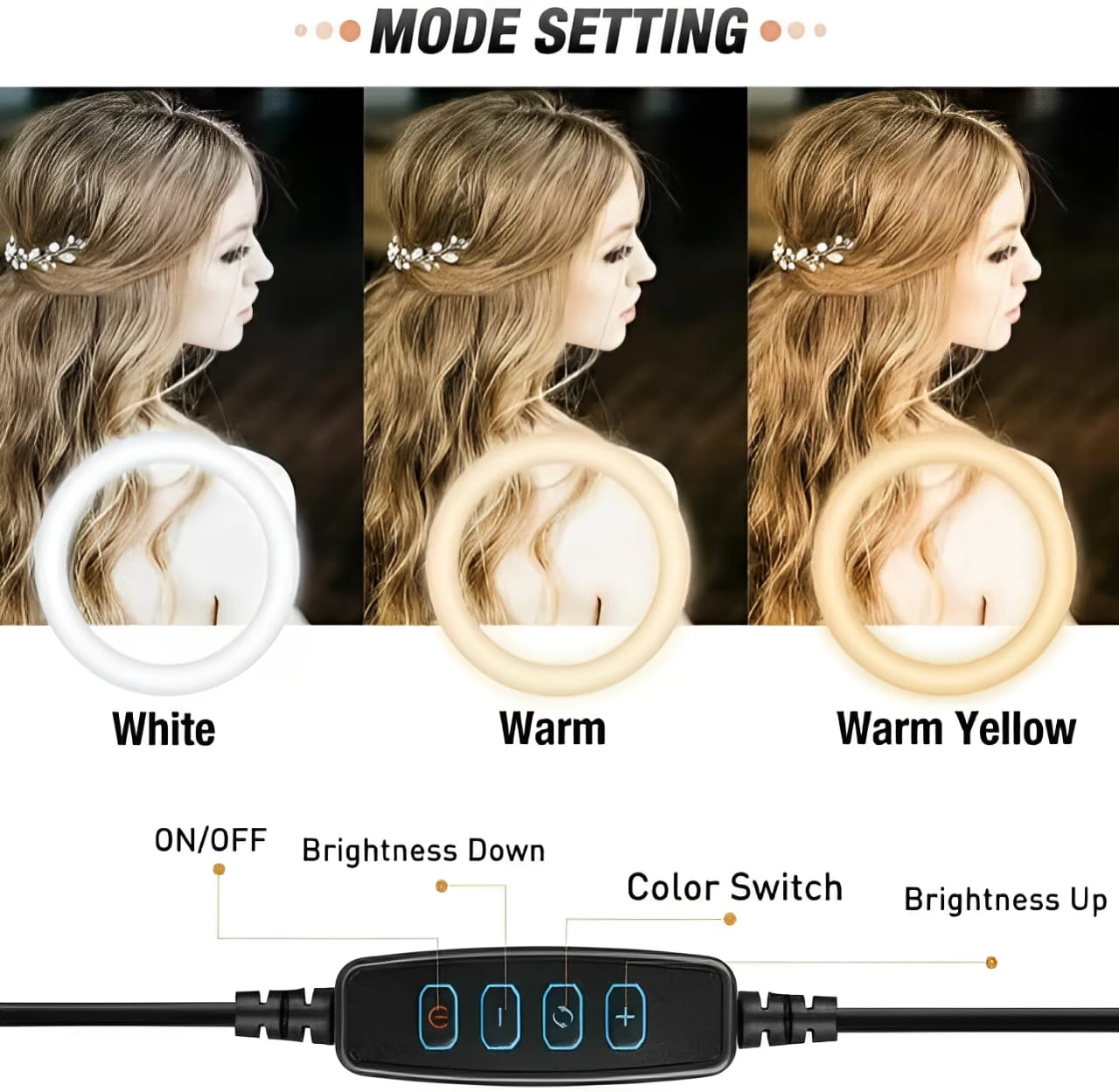 26CM LED Ring Light with Mobile Holder & 7ft Tripod Stand | 3 Light Colors, Dimmable USB Selfie Ring Light for Videography & Photography - Image 6