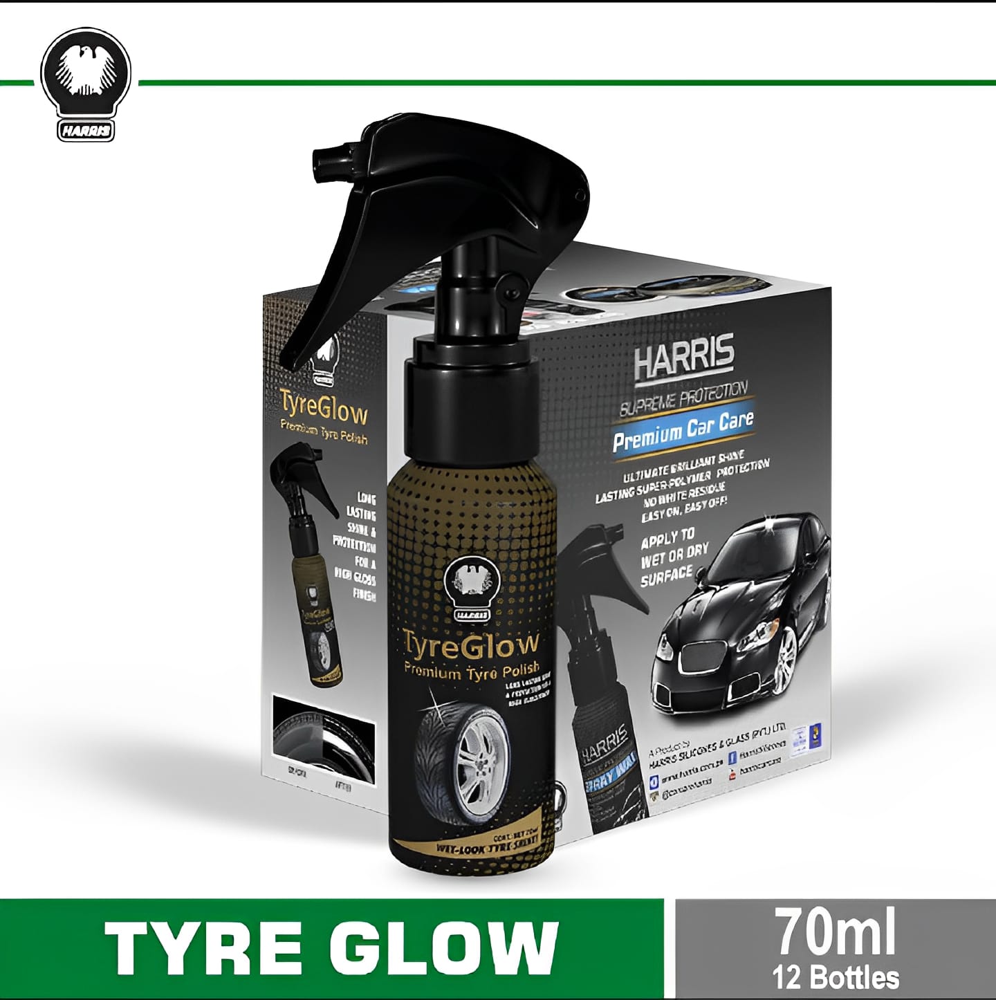 Pack of 12 Tyre Glow / Tyre Shine Spray | Premium 70ml Bike & Car Tyre Polish for Glossy Finish - Image 2