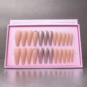 24 Pcs O.TWO.O Pink Matte Nails with Accessories – Stylish & Trendy Nail Set for Girls