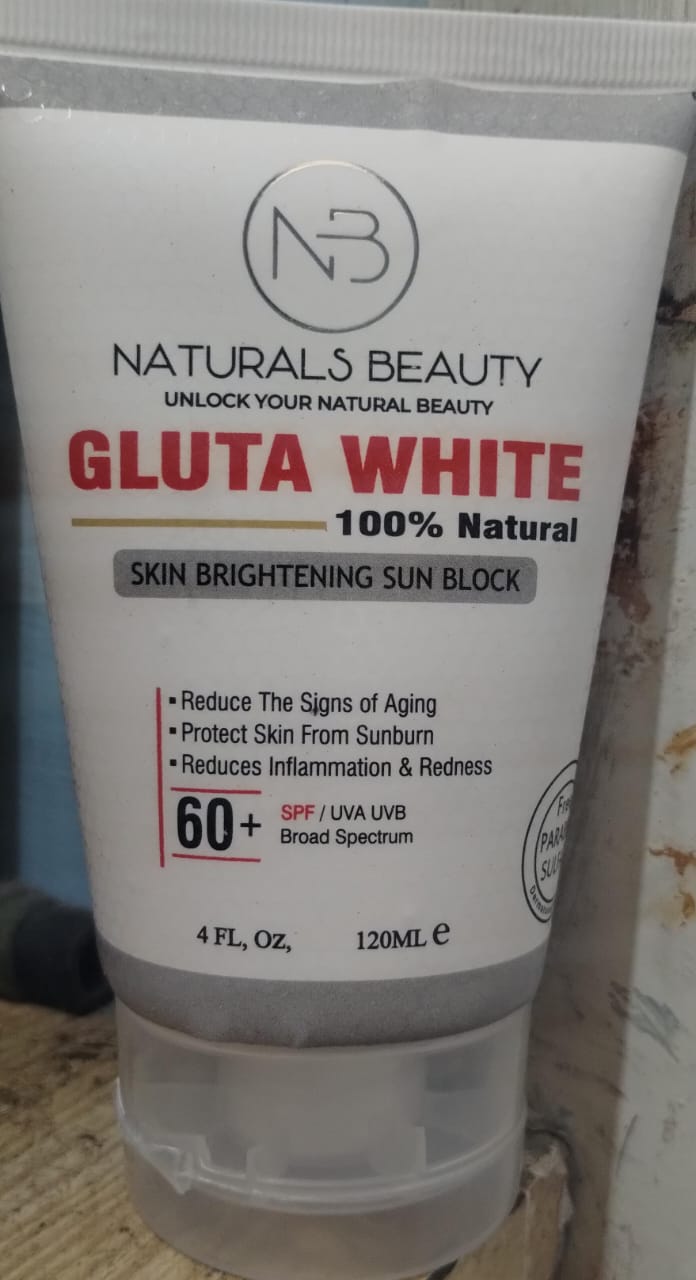 Naturals Beauty Gluta White Sun Block SPF 60+ | Skin Brightening UV Protection Cream | UVA & UVB Defense Sunscreen – 120ml - Image 5
