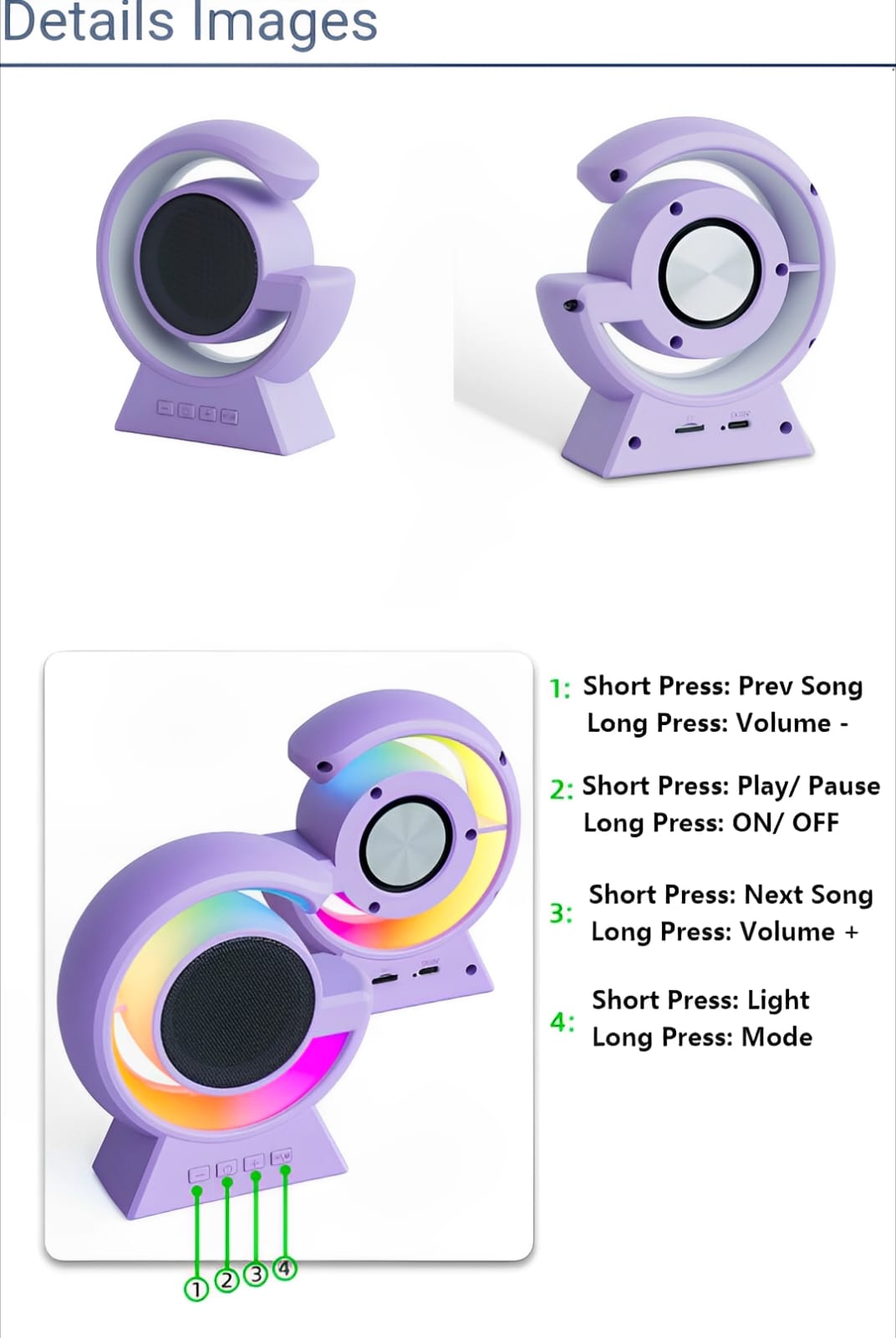 BX-39 Mini G Wireless Bluetooth Speaker 5.3 | RGB Light & Wireless Charging | Portable Speaker with Bedside Lamp - Image 5