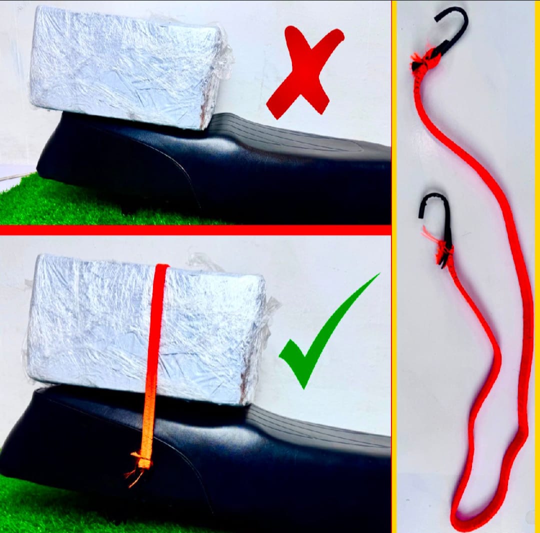 Bike Seat & Luggage Belt | Rubber Motorcycle Bag Belt, Long Adjustable Belt for Bikes